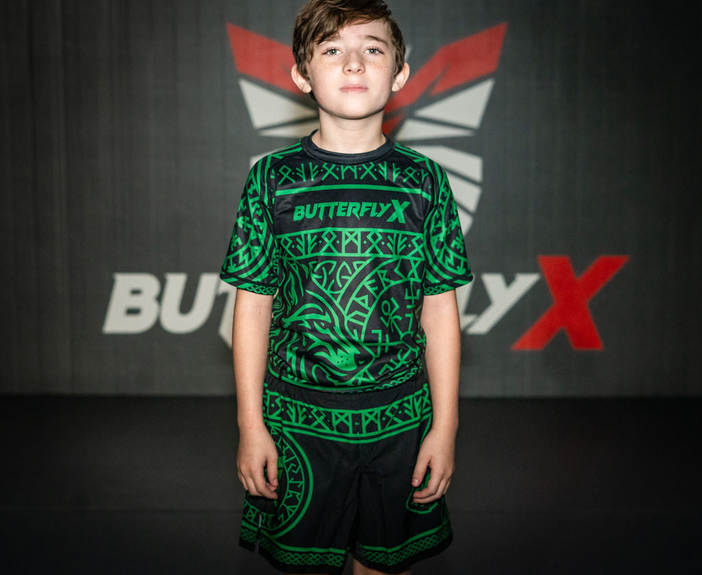 Front of Green Ranked Jiu-Jitsu Rashguard - Fenrir
