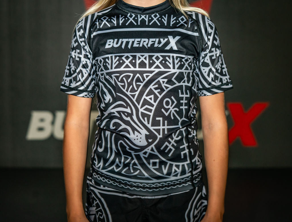 Front of Gray Ranked Jiu-Jitsu Rashguard - Fenrir