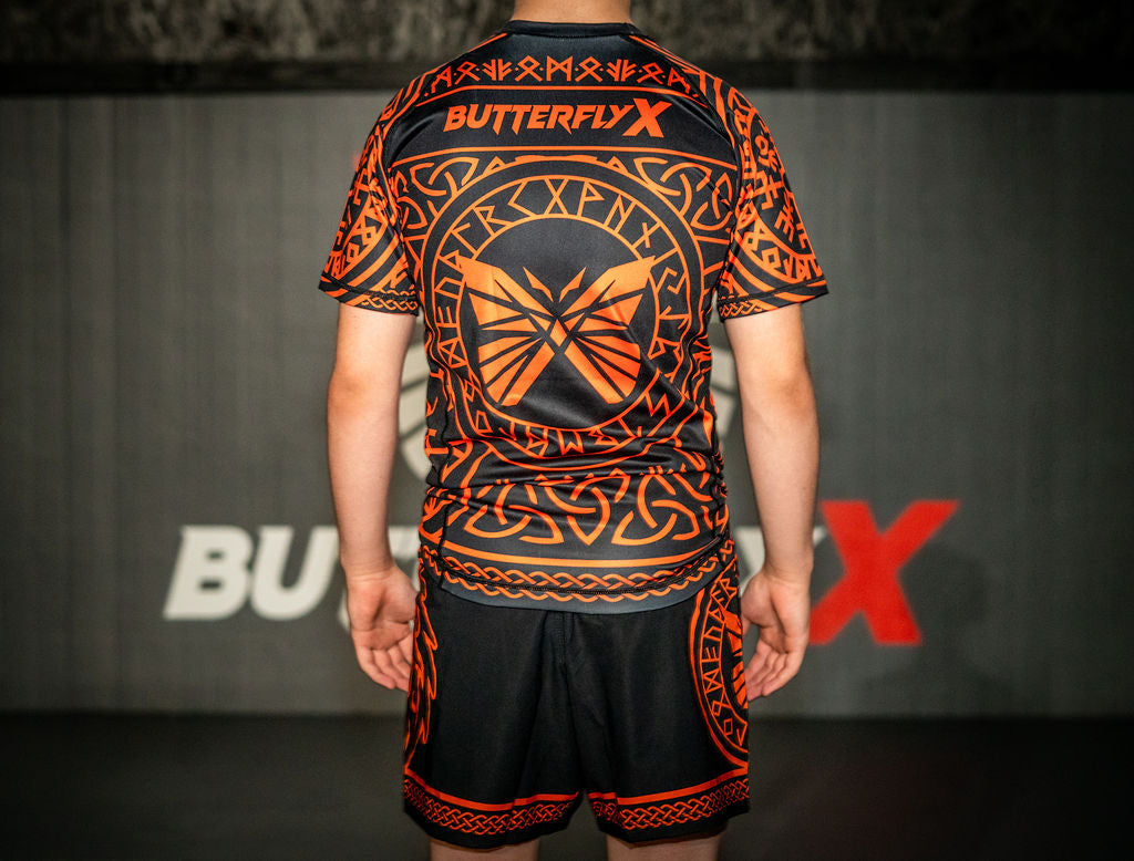 Back of Orange Ranked Jiu-Jitsu Rashguard - Fenrir