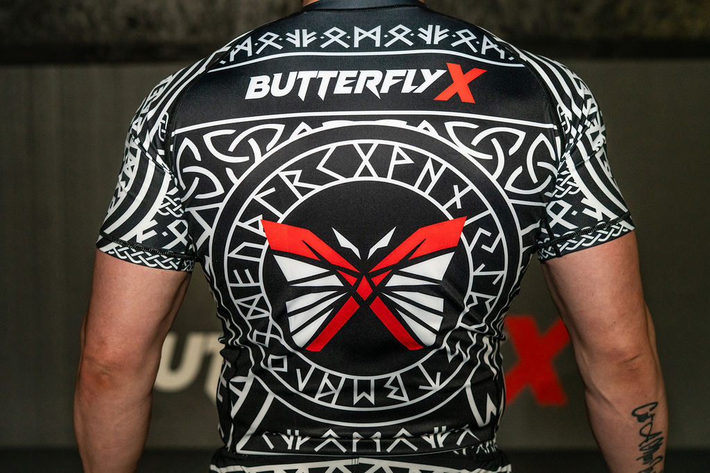 Ranked White and Black Rashguard Fenrir Back